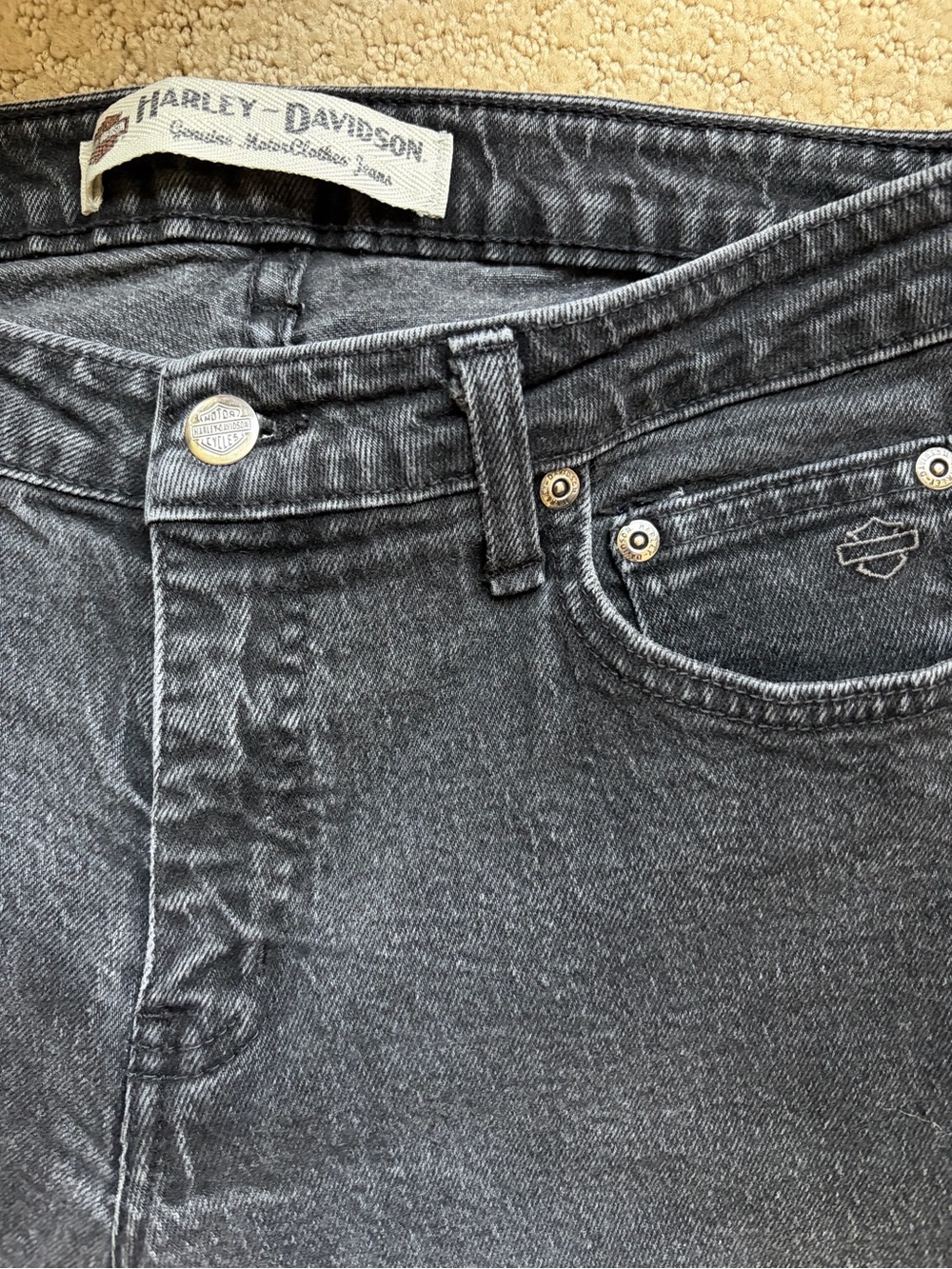 Vintage Harley-Davidson Women's Black Washed Bootcut Jeans
